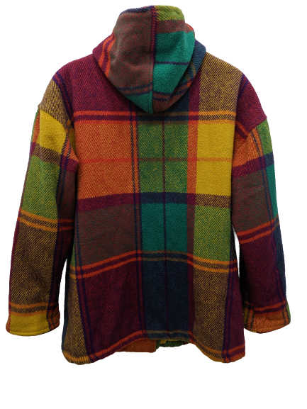 [L] 1970s Plaid Wool Blend Coat